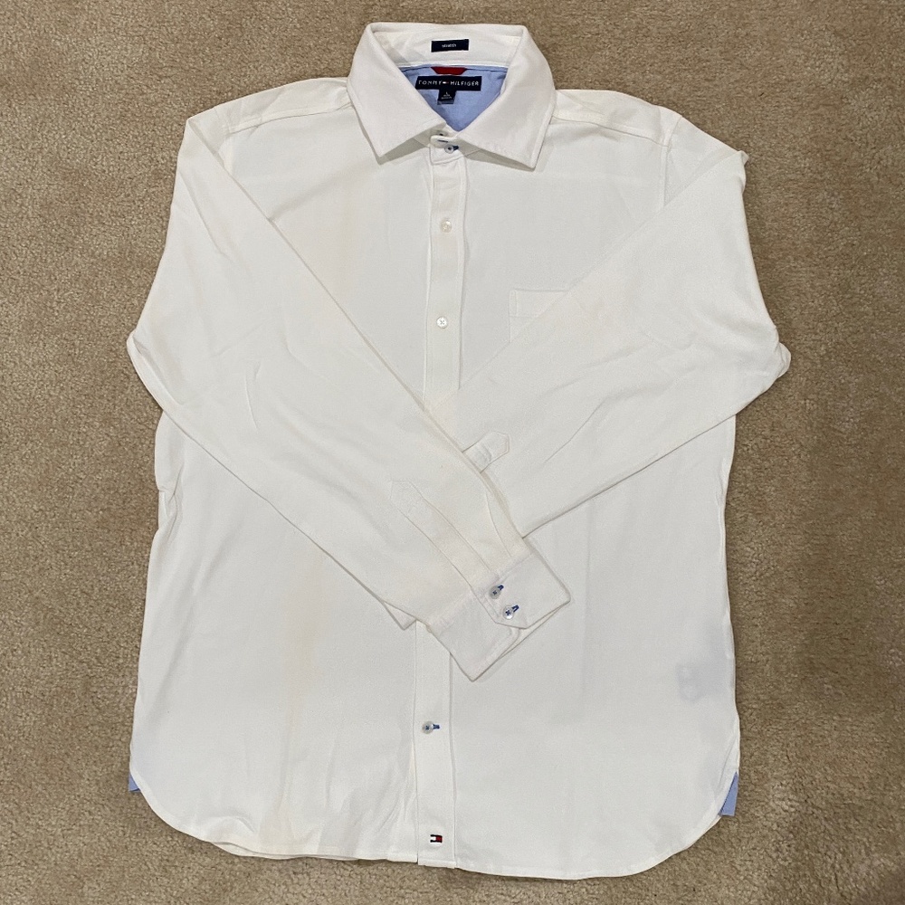 Tommy Hilfiger White Long Sleeve Stretch Dress Shirt L NWOT